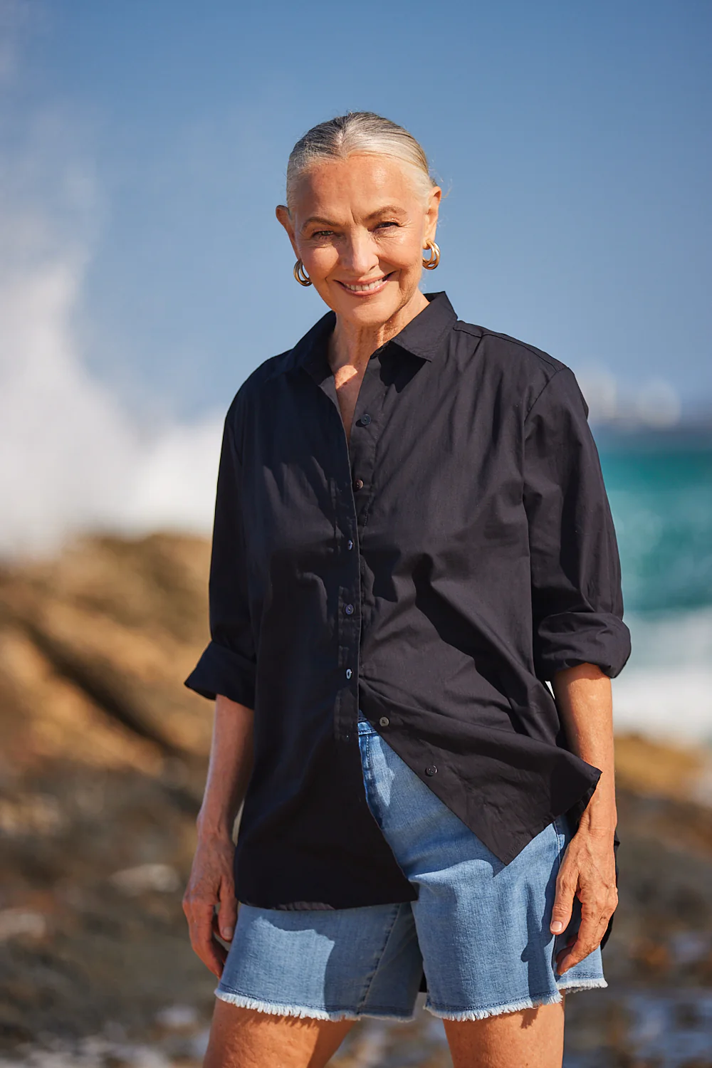 Sam Cotton Poplin Shirt in Black - Image 4
