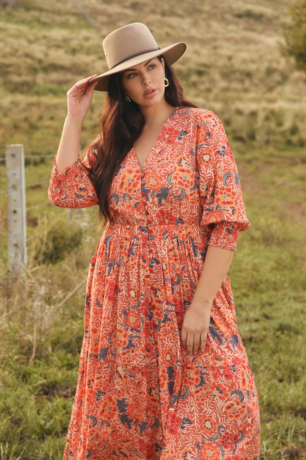 Savelle Long Sleeve Dress in Crimson Haze - Image 3