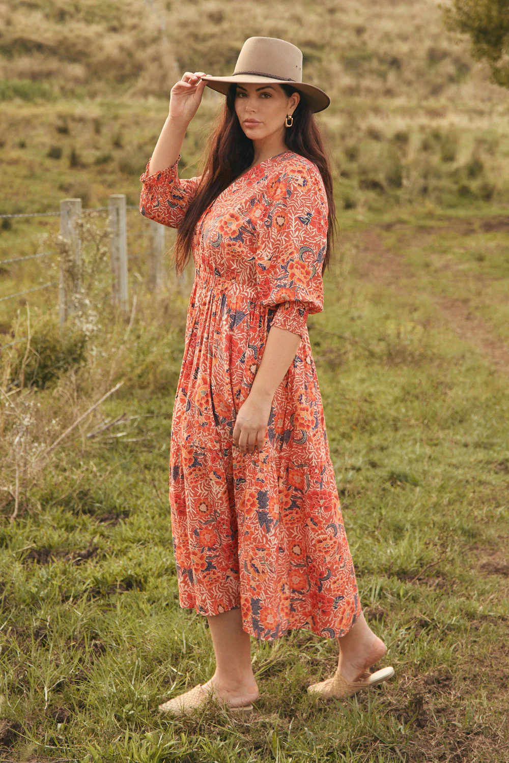 Savelle Long Sleeve Dress in Crimson Haze - Image 4