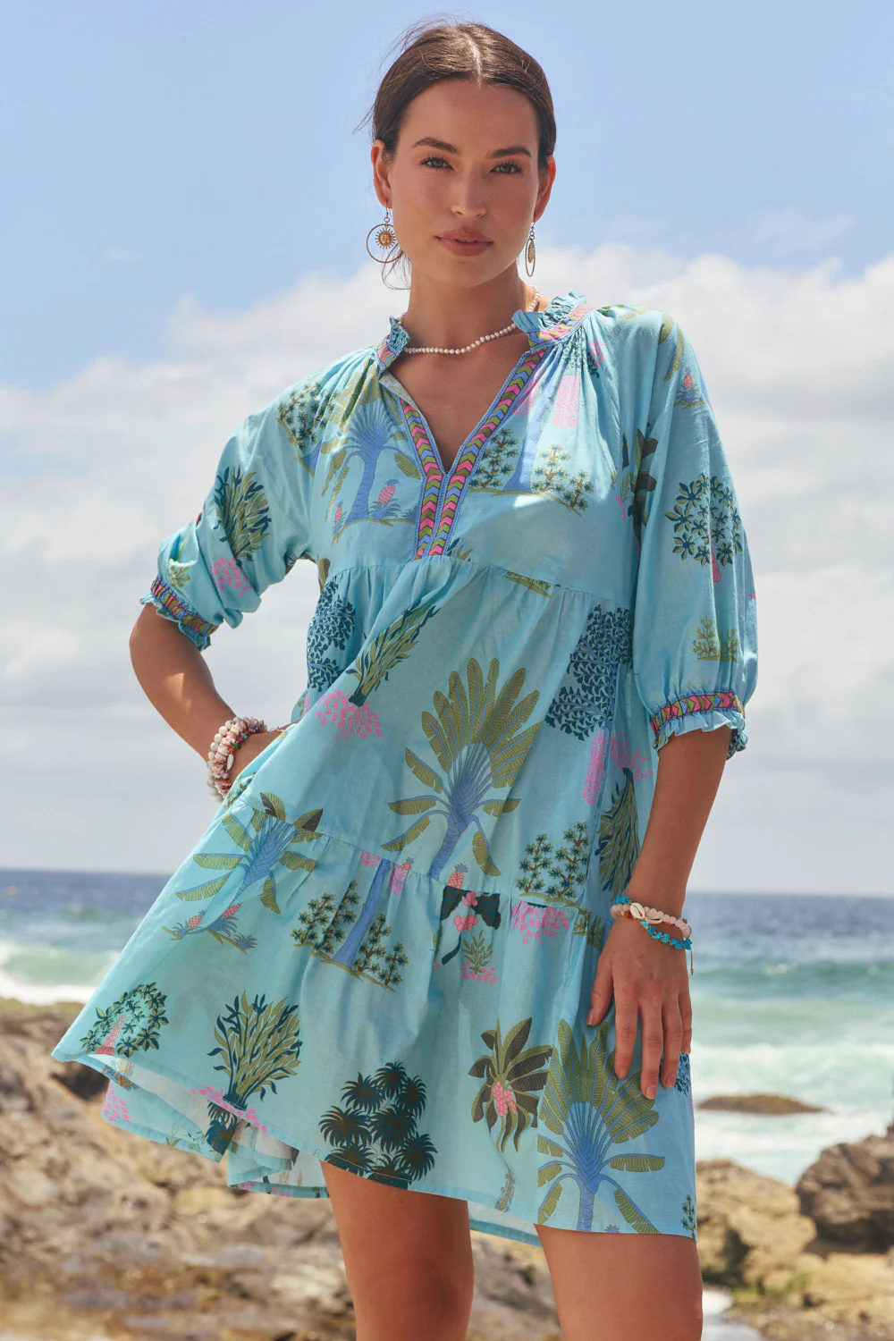 Scout Tiered Dress in Blue Oasis