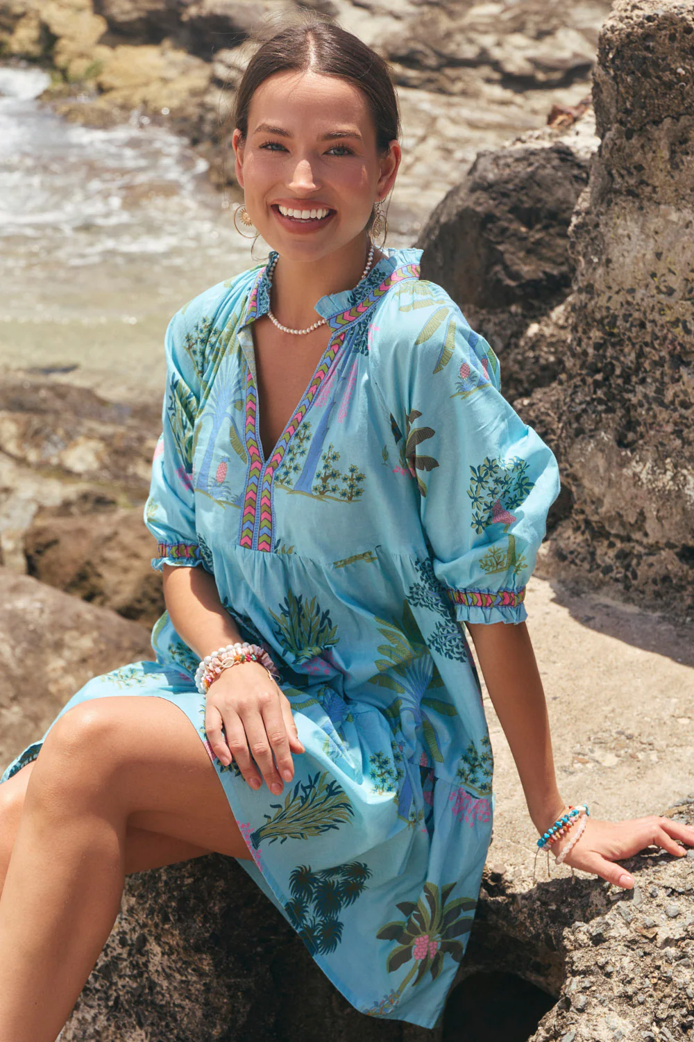 Scout Tiered Dress in Blue Oasis - Image 2