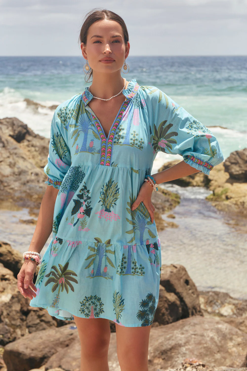 Scout Tiered Dress in Blue Oasis - Image 3