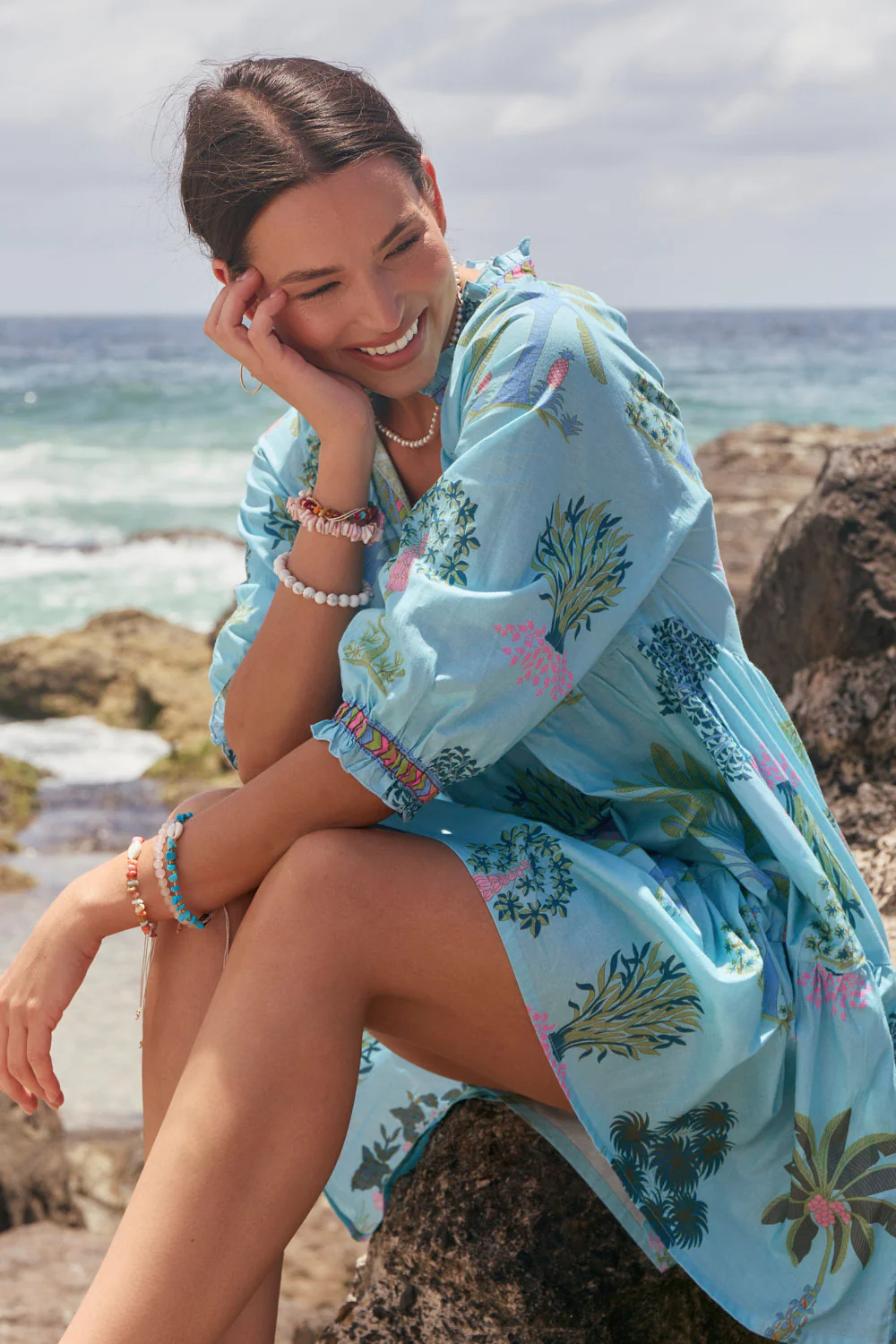 Scout Tiered Dress in Blue Oasis - Image 4