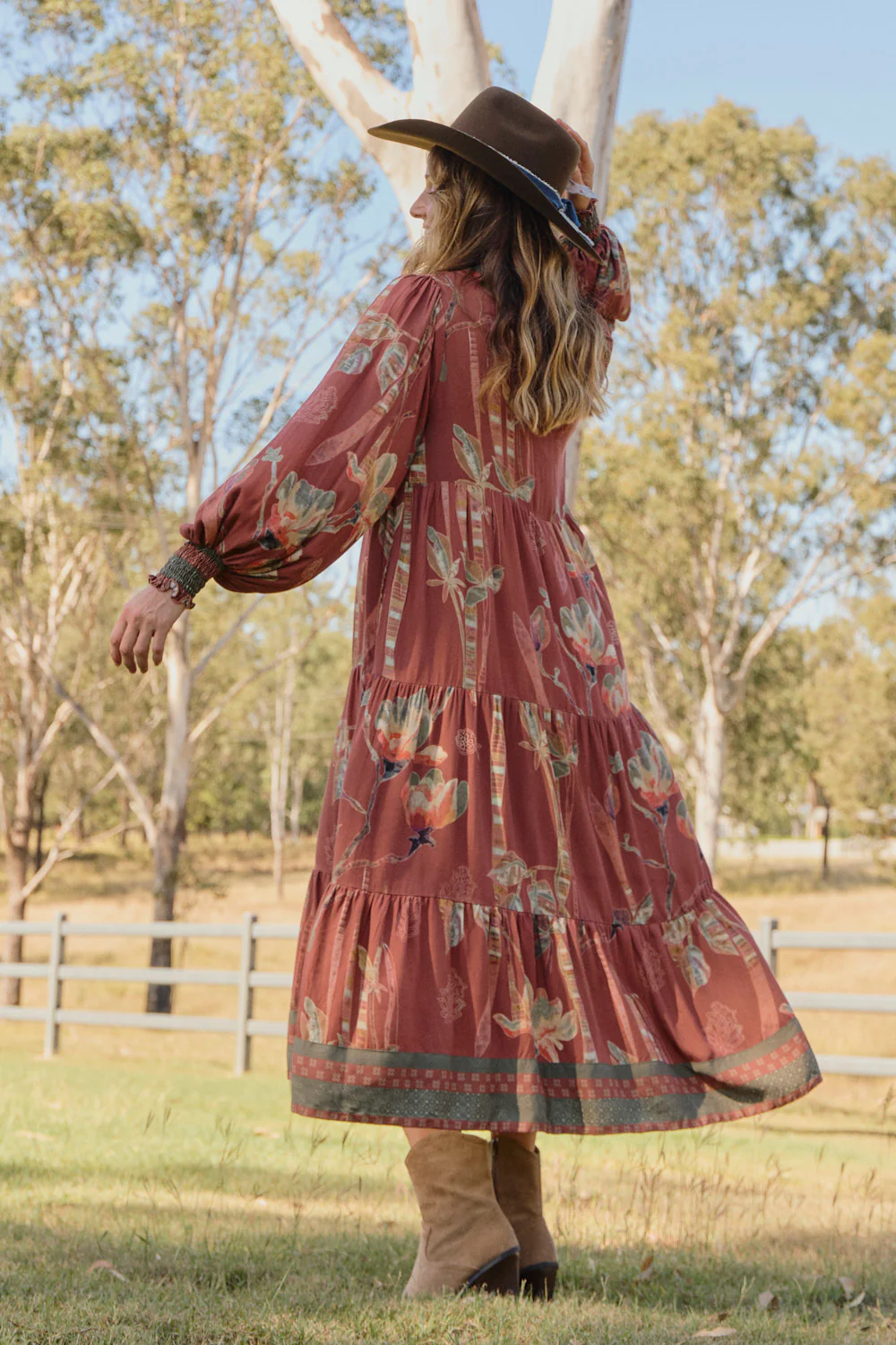 Sienna Billow Sleeve Dress in Outback - Image 3