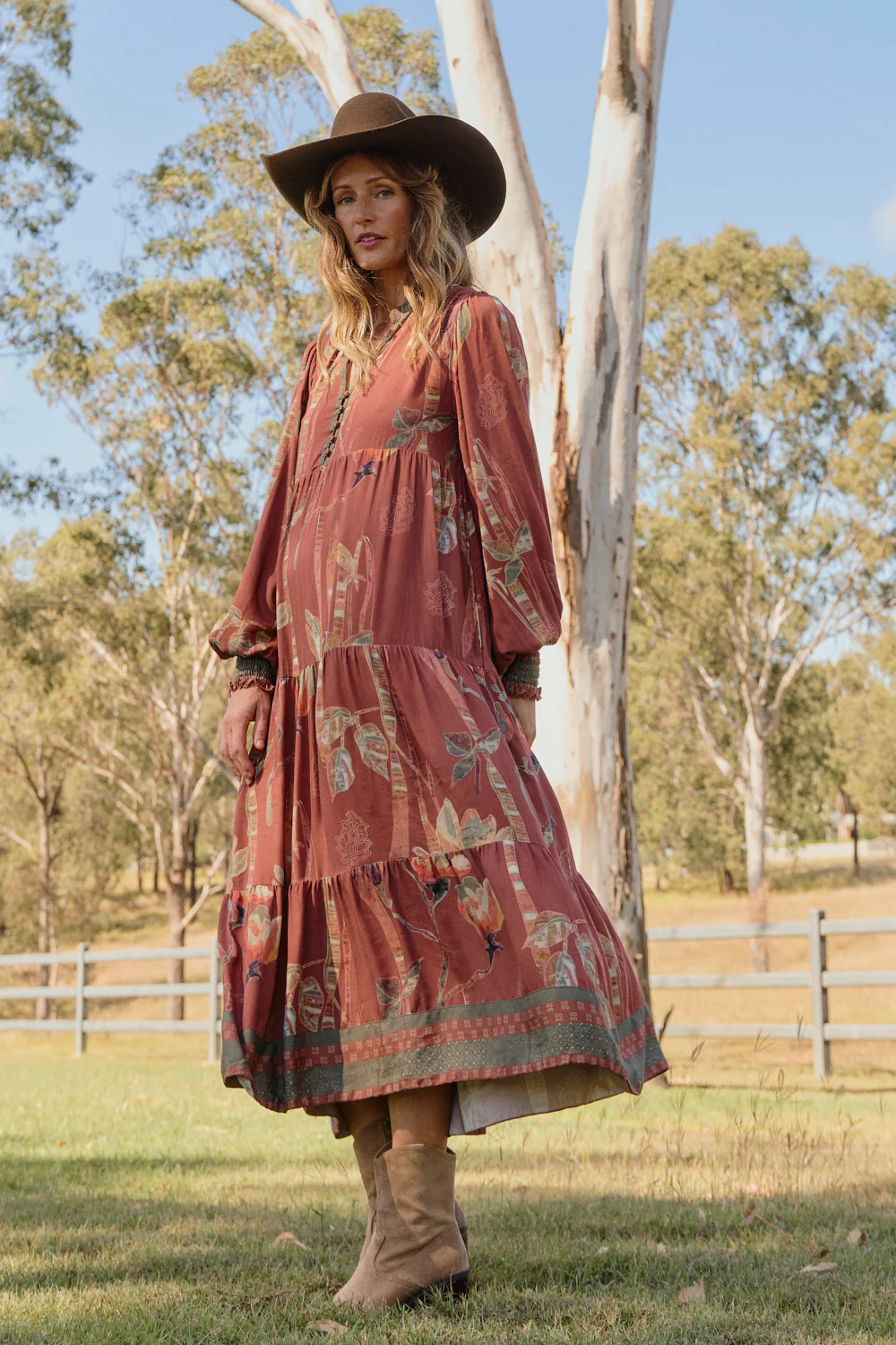 Sienna Billow Sleeve Dress in Outback - Image 4