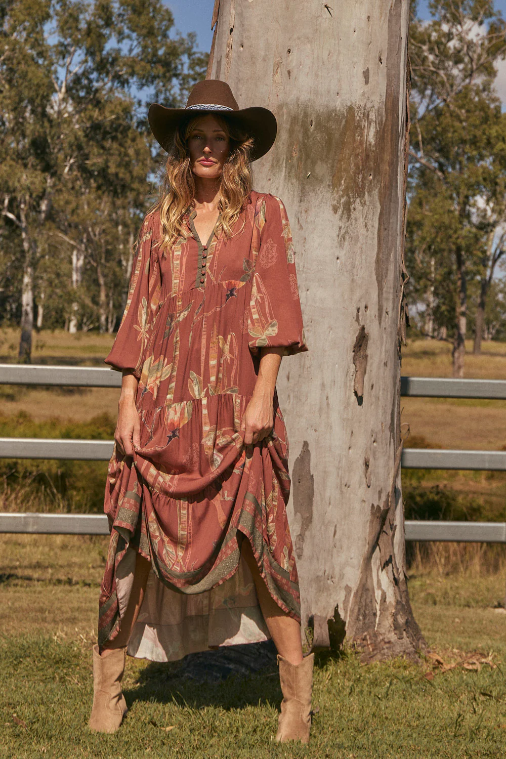 Sienna Billow Sleeve Dress in Outback - Image 6