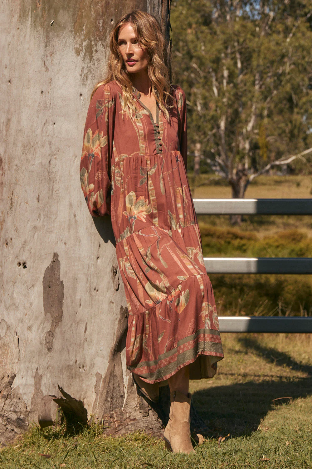 Sienna Billow Sleeve Dress in Outback - Image 7