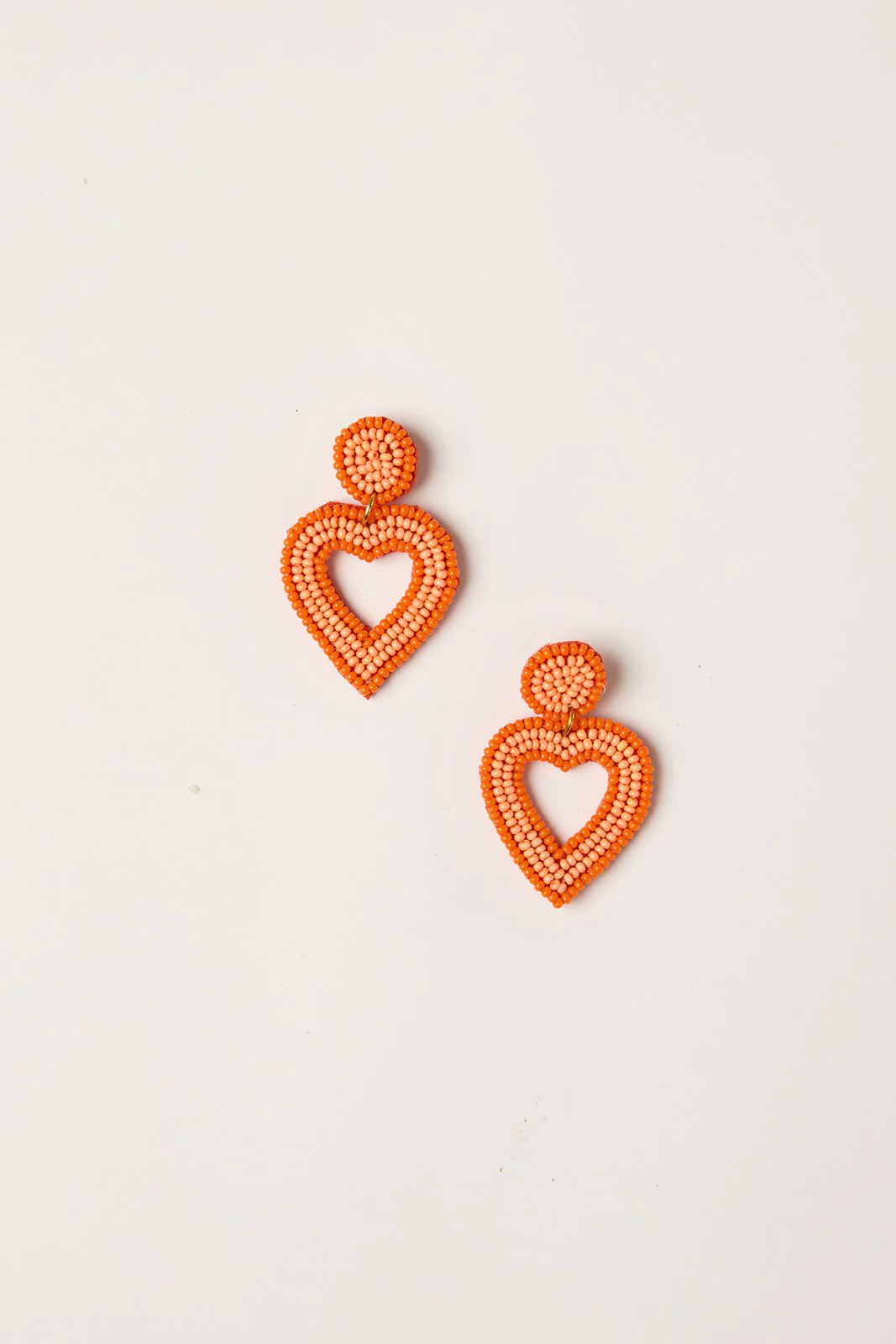Sweetheart Beaded Earrings in Orange - Image 2