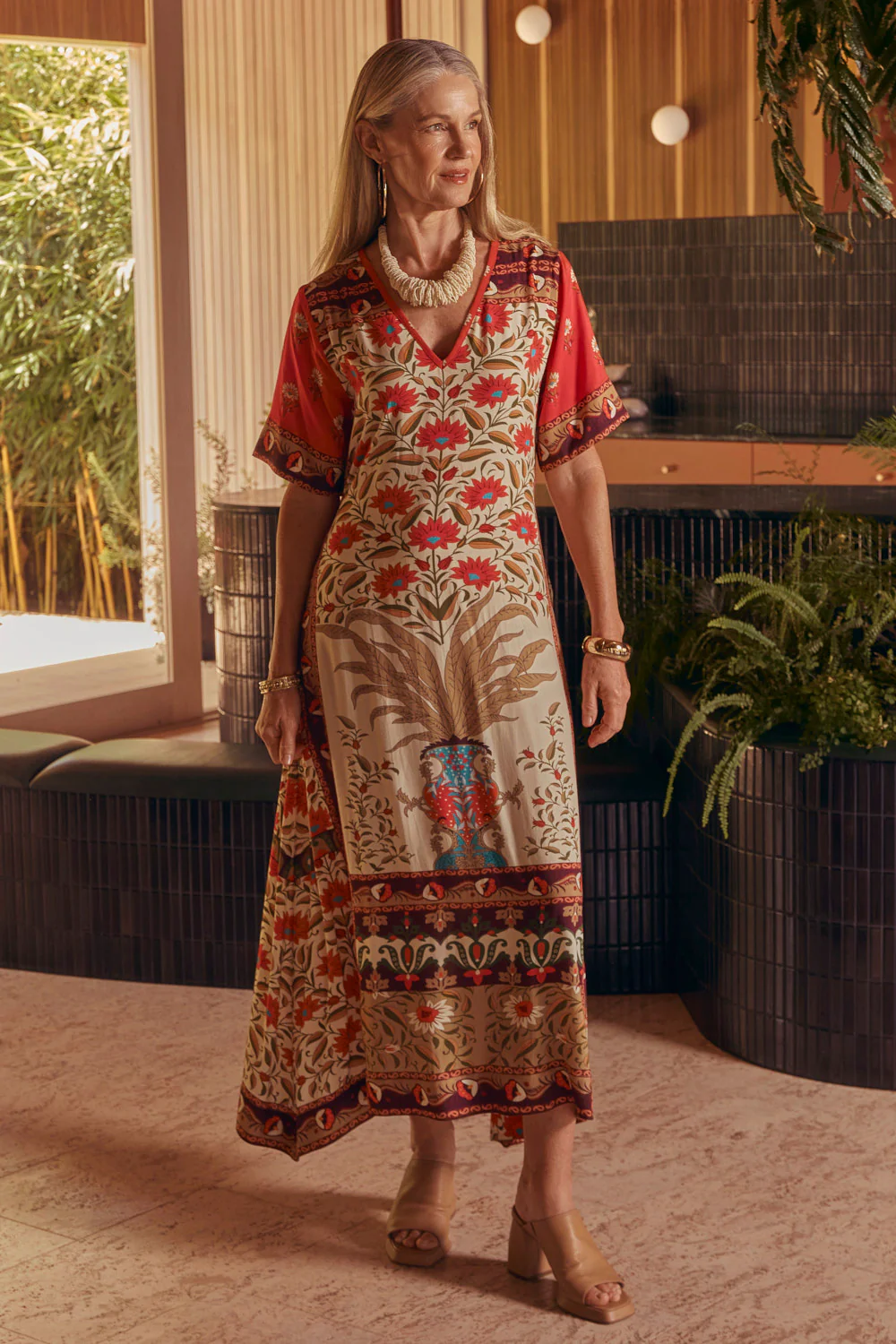 Tamara V-Neck Dress in Palladio - Image 4