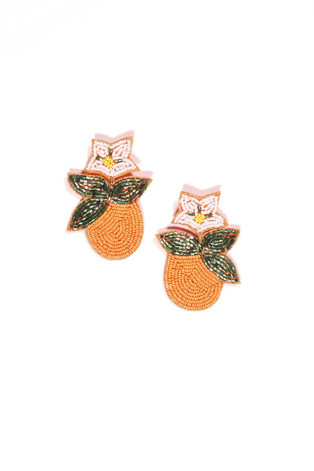 Tangerine Beaded Earrings in Orange - Image 2
