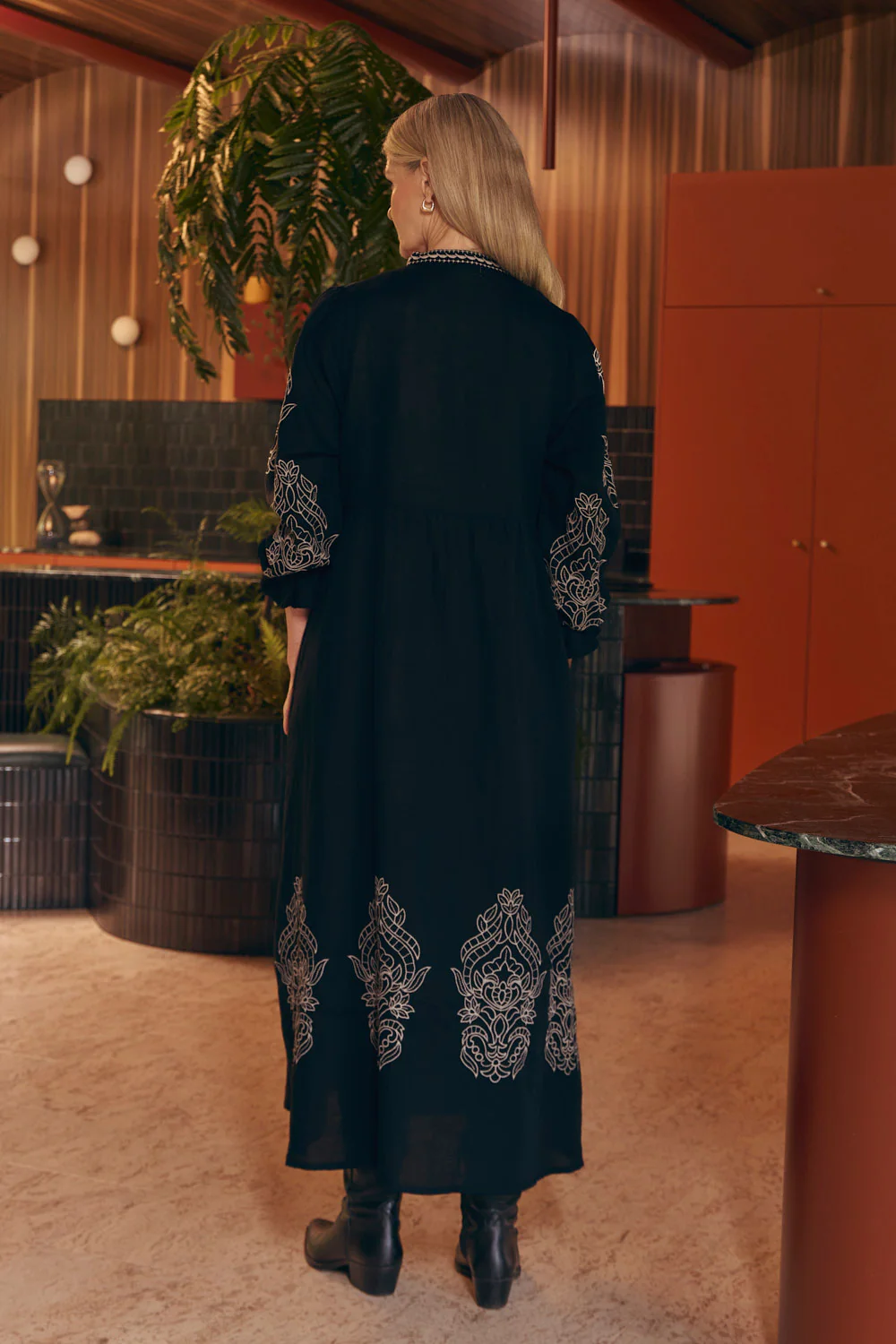 Tanya Embroidered Dress in Midnight - Image 6