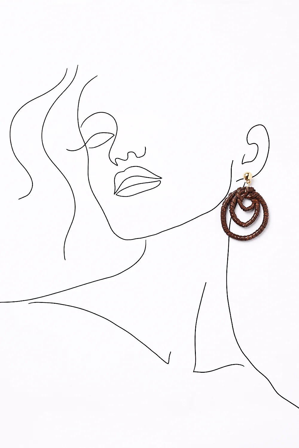 Three Hoop Drop Earrings in Brown - Image 2