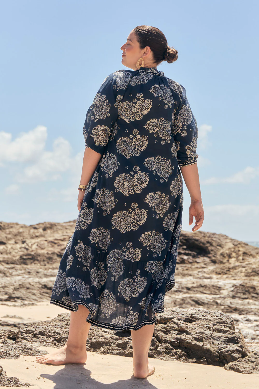 Valentina Tiered Frill Dress in Moroccan Belle Navy - Image 4