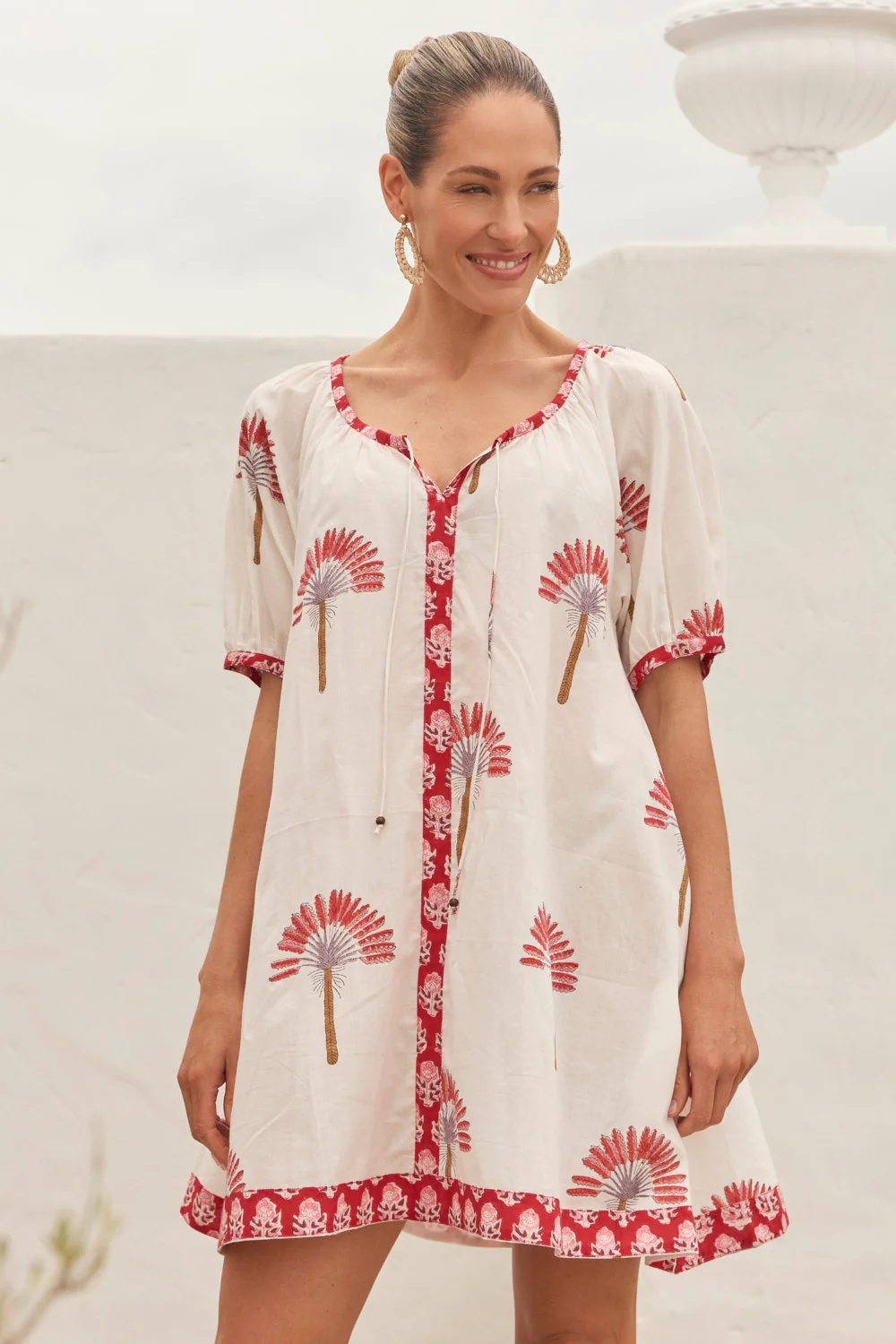Via Short Billow Dress in Cypress - Image 4