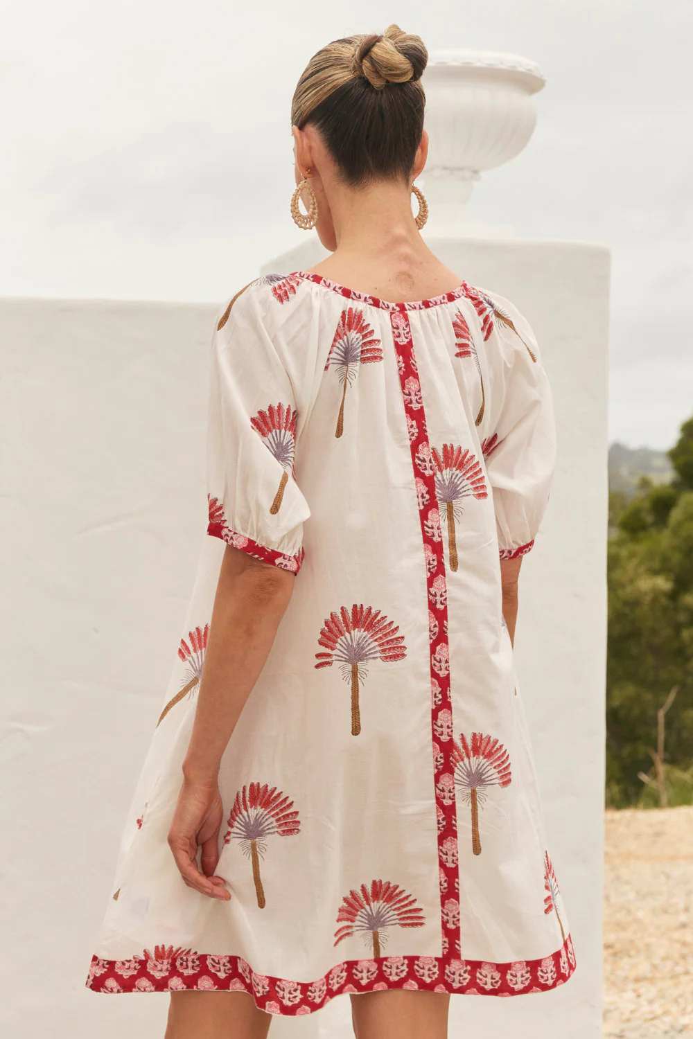 Via Short Billow Dress in Cypress - Image 5