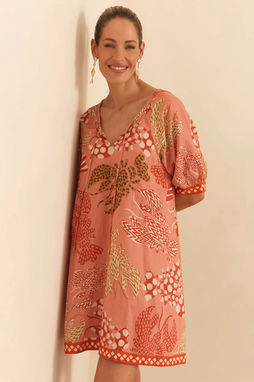 Via Short Billow Dress in Rock Lobster - Image 2