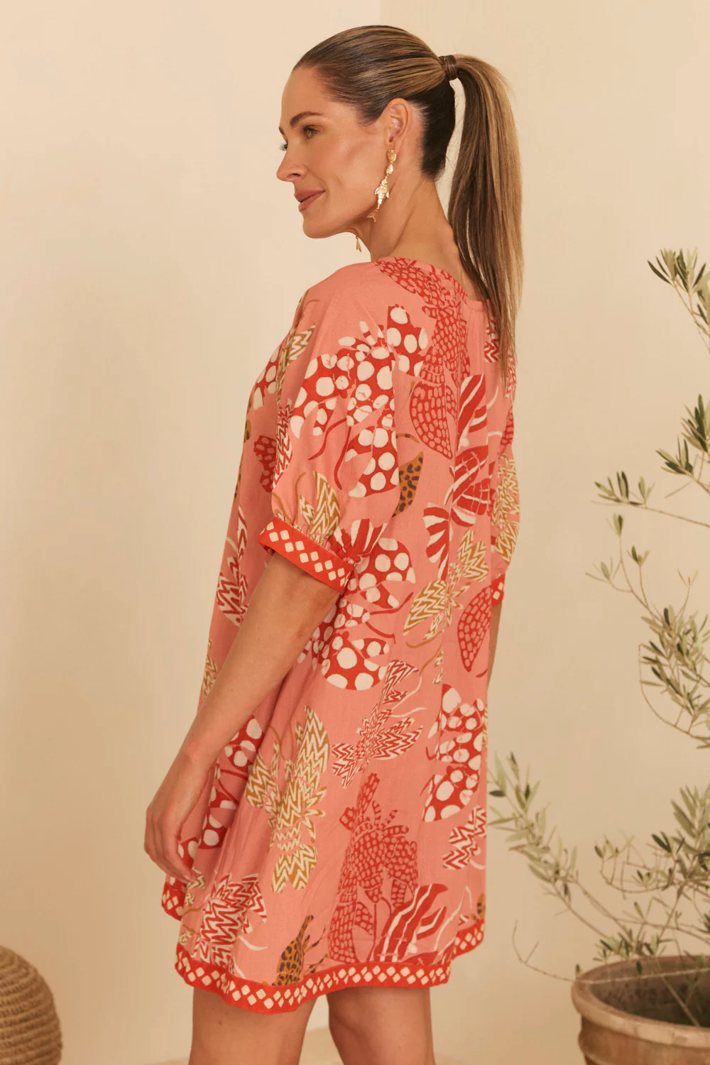 Via Short Billow Dress in Rock Lobster - Image 5