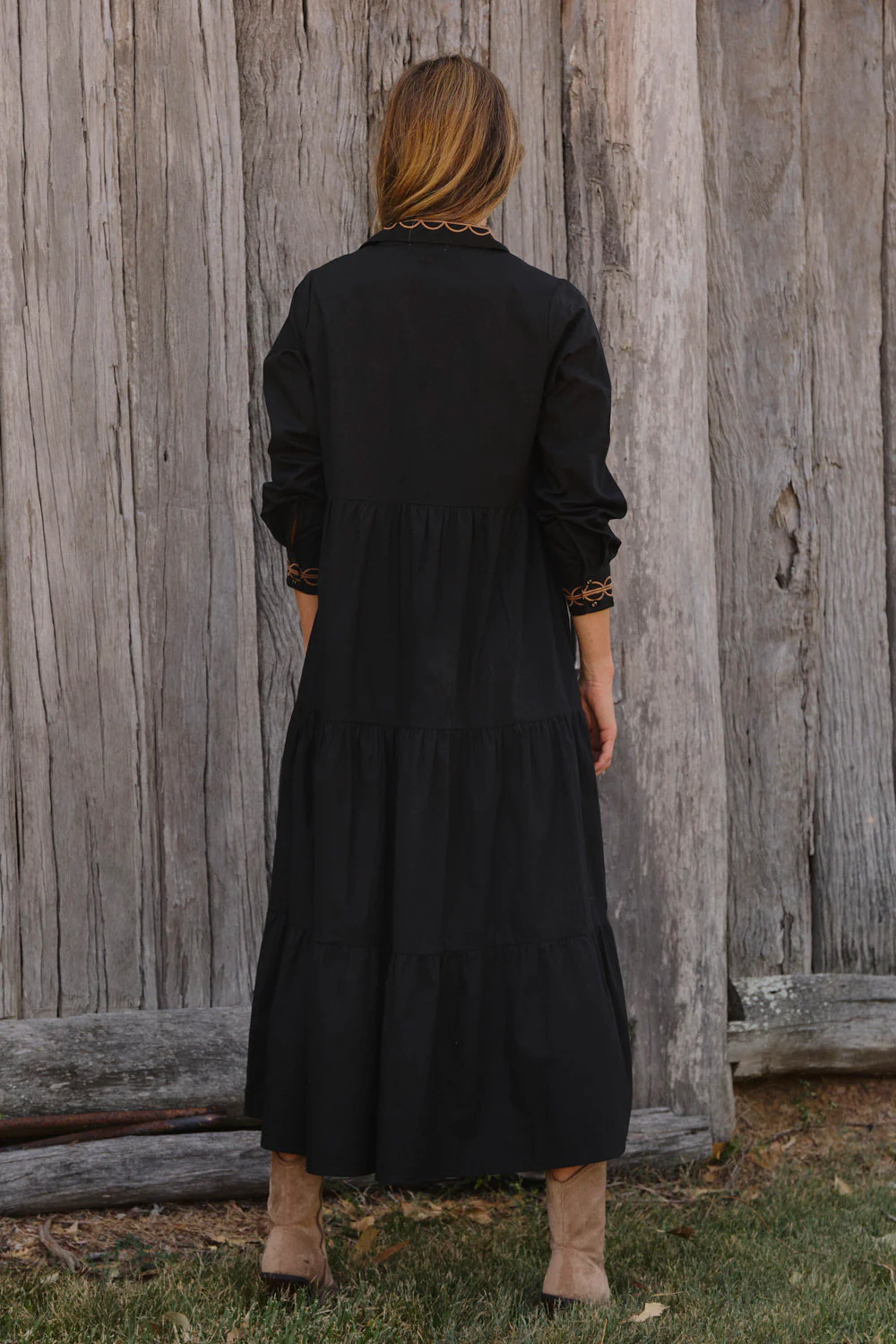 Winslow Button Through Dress in Black - Image 6