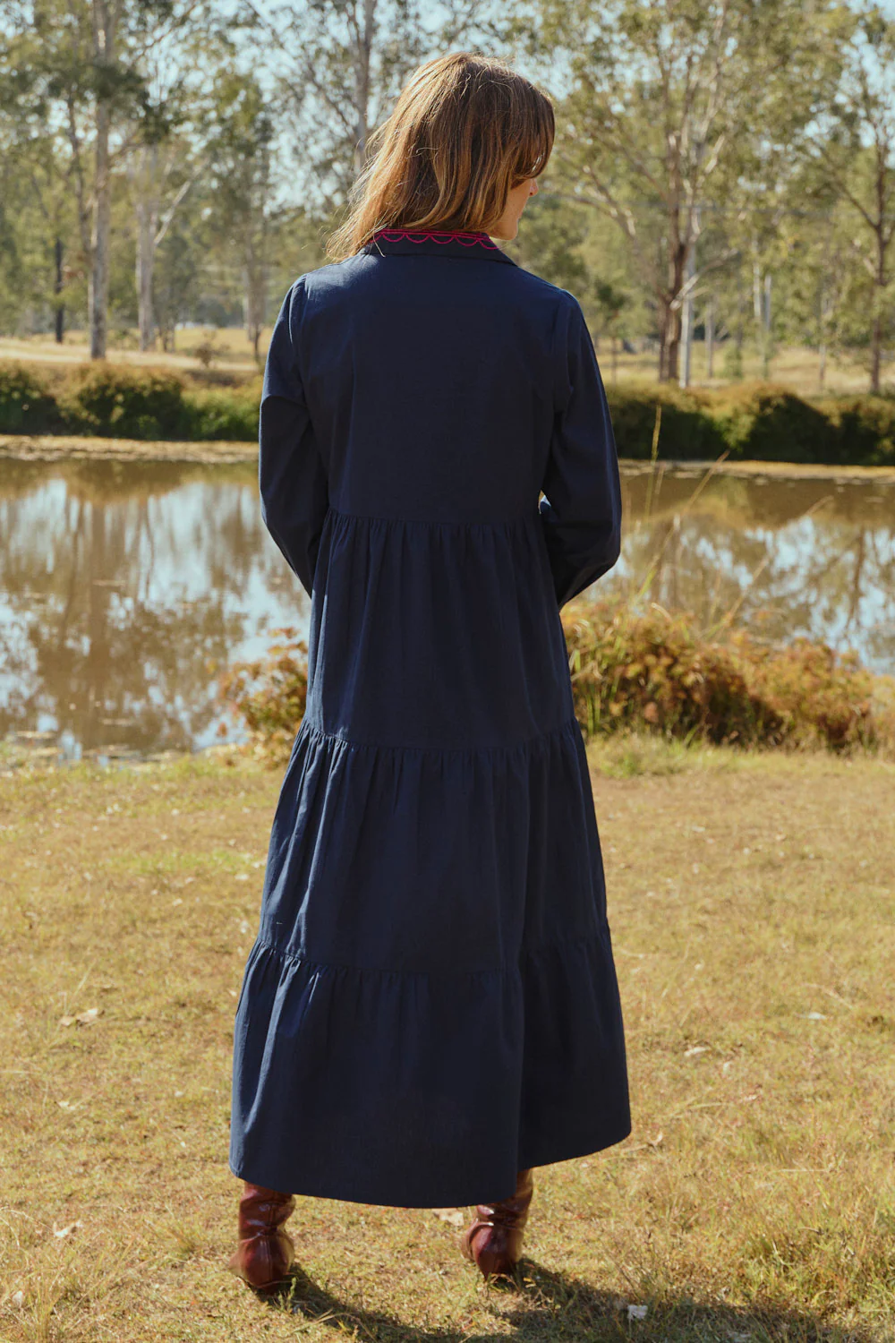 Winslow Button Through Dress in Ocean Berry - Image 5