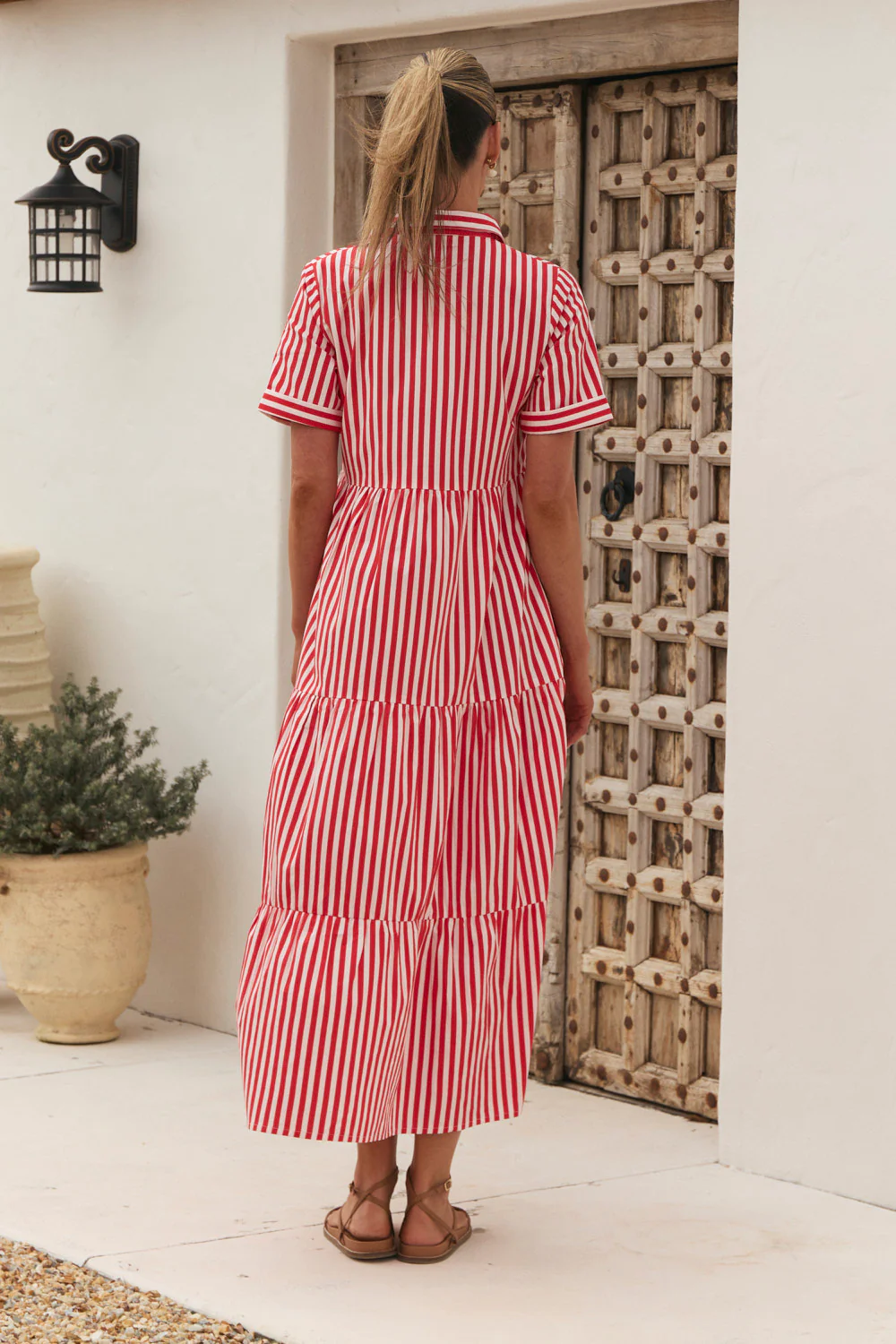 Winslow Button-Through Dress in Red Stripe - Image 5
