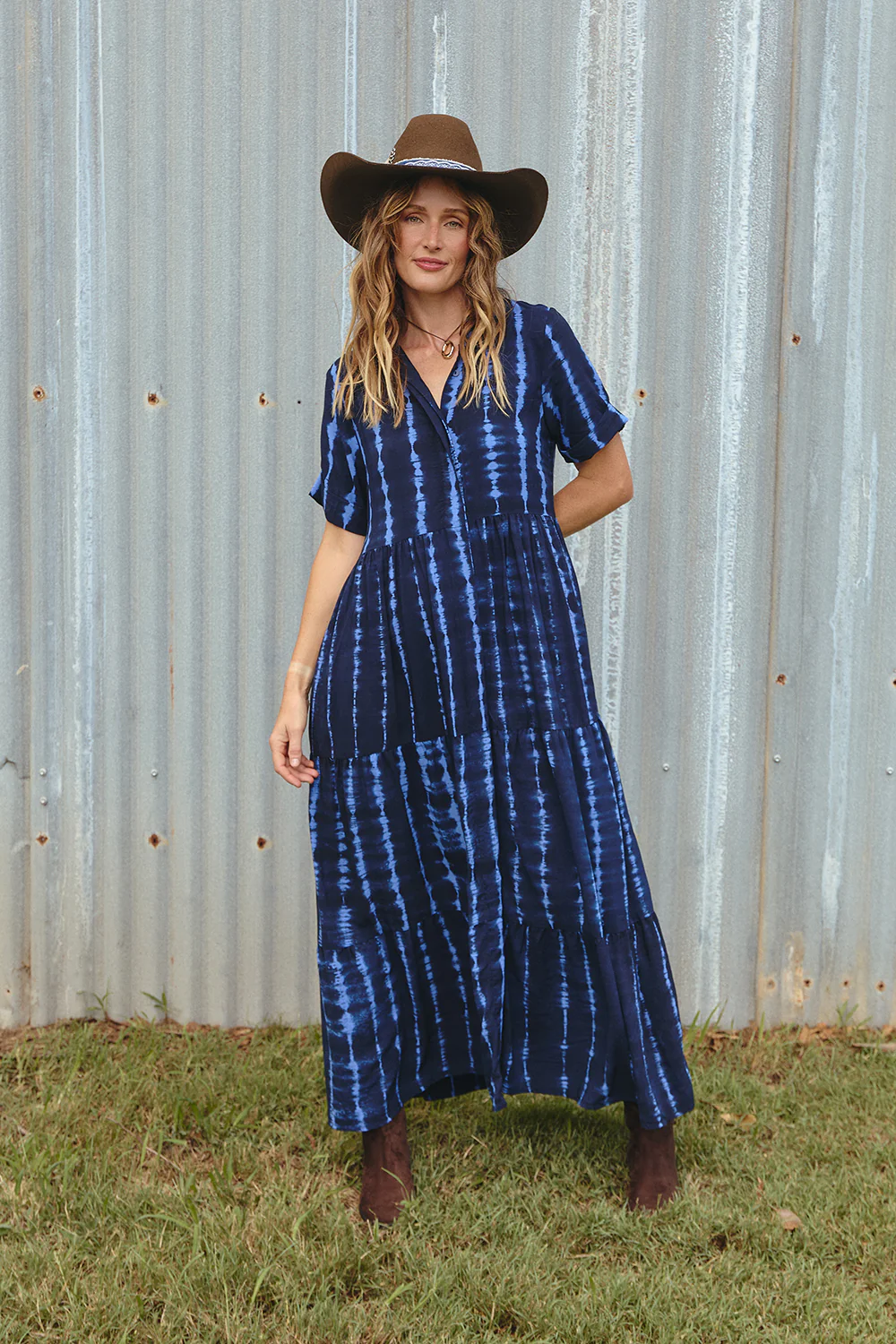 Winslow Collared Dress in Shibori Tide - Image 3