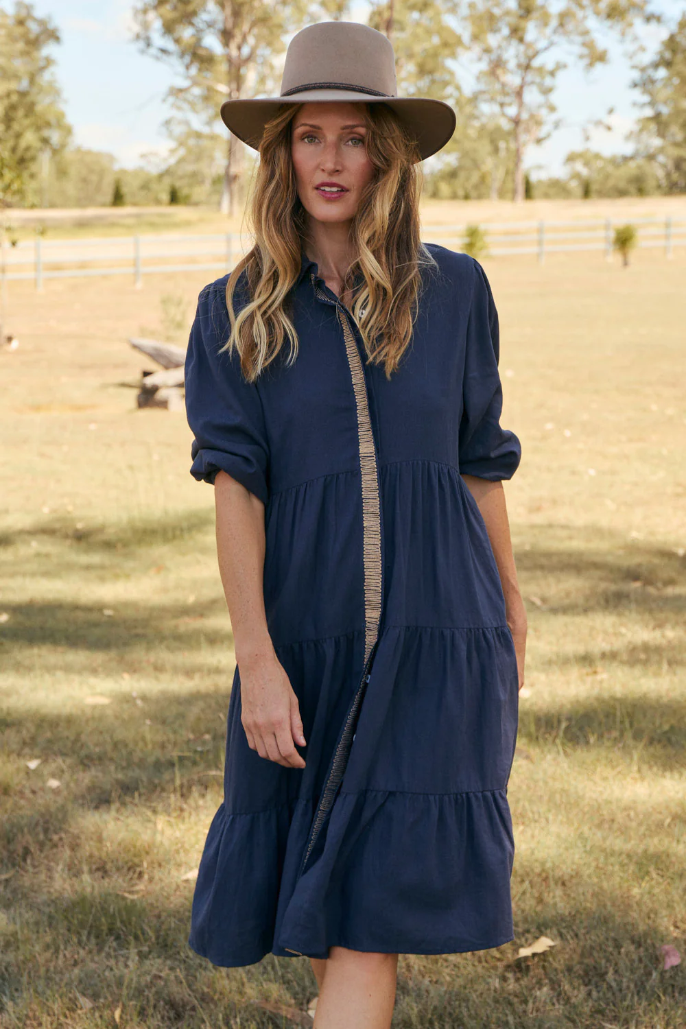 Winslow Knee-Length Dress in Midnight Clay - Image 4